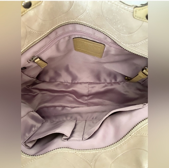 Coach Mia EUC Embossed Leather Shimmer Zip Tote - Picture 4 of 9